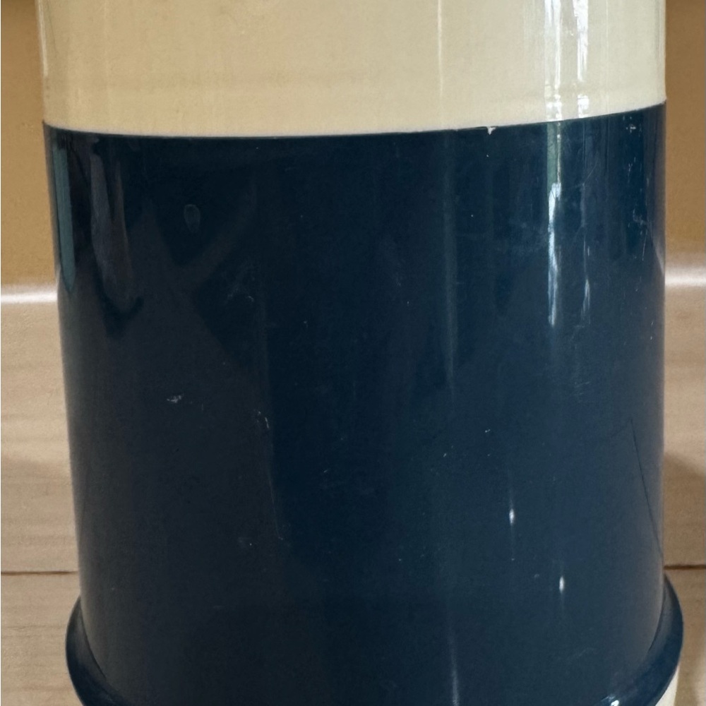 Vintage Thermos Blue and Cream thermal Soup container